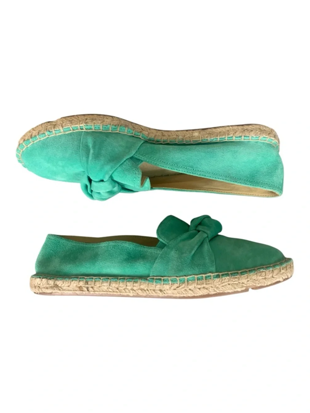 Talbots  Izzy Vibrant Green Suede Knot Espadrille Flat Slip On Summer‎ Size 7